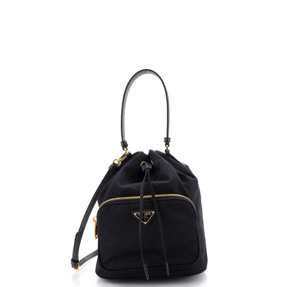 Prada Small Drawstring Bucket Bag Tessuto